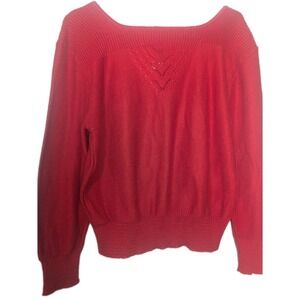 Vintage 1980s Red Sweater Barry and Me Retro long Sleeve M USA Made